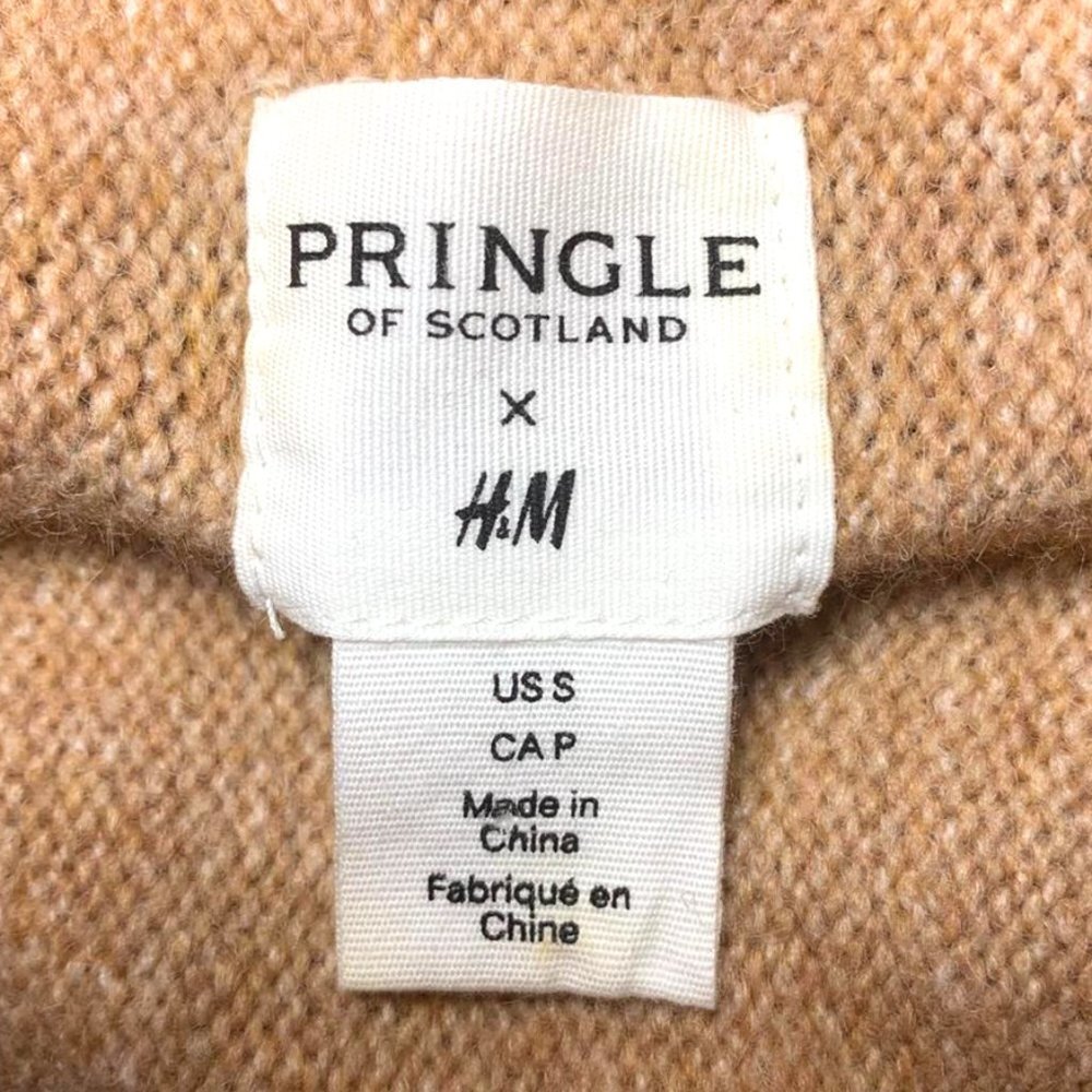 PRINGLE OF SCOTLAND X H&M Varsity Hoodie Sweater in RARE Camel Colour - Picture 8 of 8